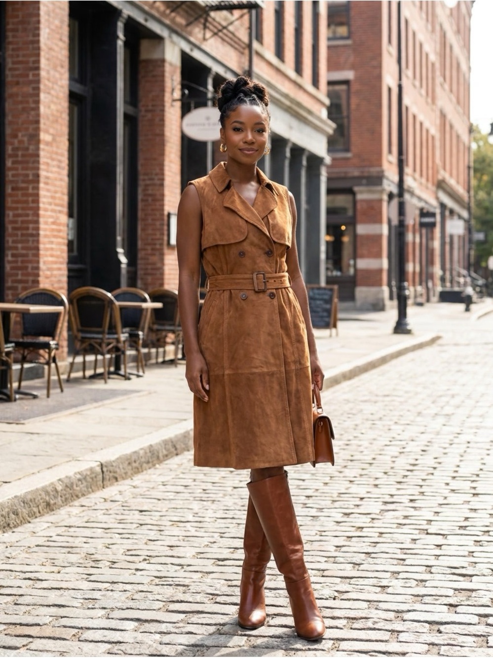 Olivia Palermo x Chelsea28 Suede Sleeveless Trench Vest Dress